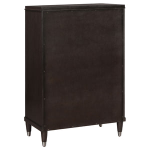 English Elm Niguel Rich Brown 5-Drawer Chest with Silver Knobs & Tapered Legs — Contemporary Bedroom Storage B062P354067