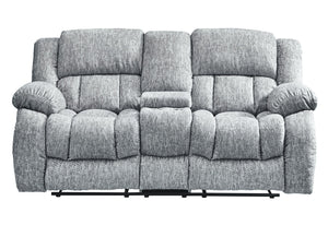English Elm STONIC Gray Console Reclining Loveseat with Soft-Close Storage, Plush Zaftig Fabric, Manual Recline B201P216012