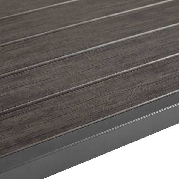 English Elm Christopher Knight Home® - 4-Pieces Outdoor Metal Patio Furniture Set with Deep-Seat Cushions, Teslin Rope, Wood-Look Tabletop, Rust-Resistant Frame Grey N780P2540701G