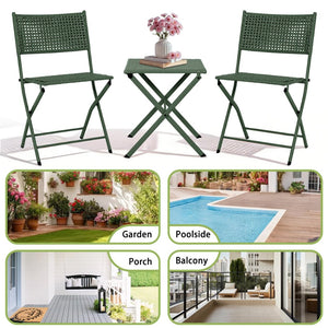 English Elm Patio Folding Bistro Set with E-coated Steel Frame for Balcony Garden Outdoor Dining Dark Green T5880P492162