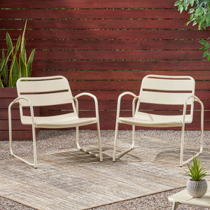 English Elm Christopher Knight Home® - CONRAD Chair with Sleek Iron Frame, Comfortable Curved Seat, Durable Outdoor/Indoor Accent Seating Matte White 65197.00WHI