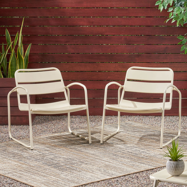 English Elm Christopher Knight Home® - CONRAD Chair with Sleek Iron Frame, Comfortable Curved Seat, Durable Outdoor/Indoor Accent Seating Matte White 65197.00WHI