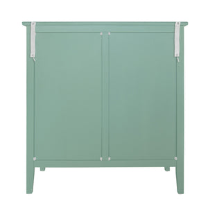 English Elm 3 Drawer Cabinet with Hollow Carved Accents, Solid Pine Feet, Gold Handles & Smooth Metal Slides — Elegant Storage for Entryway Bedroom Living Room Light Green W688138994