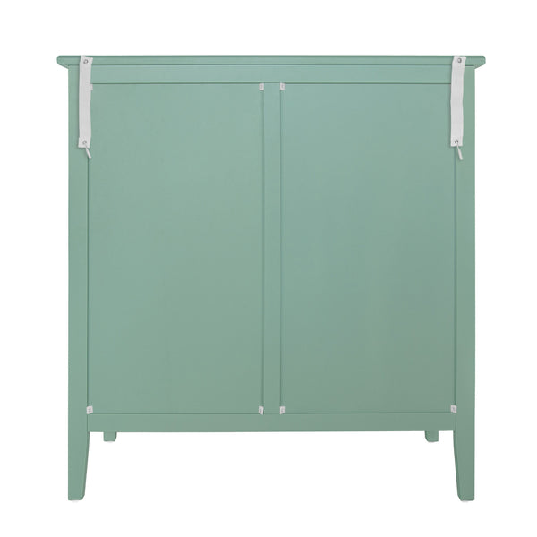 English Elm 3 Drawer Cabinet with Hollow Carved Accents, Solid Pine Feet, Gold Handles & Smooth Metal Slides — Elegant Storage for Entryway Bedroom Living Room Light Green W688138994