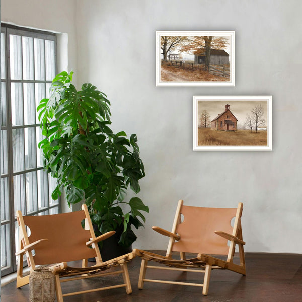 English Elm Trendy Decor 4u Two Piece Framed Country Road Wall Art White Wood Farmhouse Print Set B067P254106