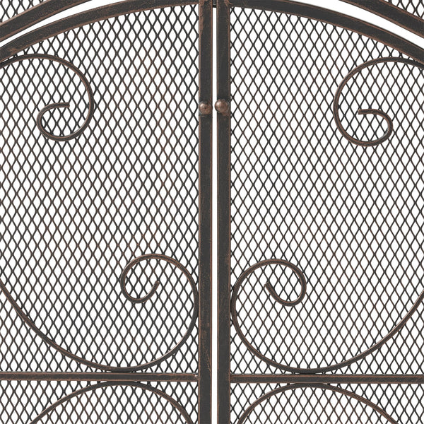 English Elm Christopher Knight Home® - FIRE Screen Gary 3-Panel Iron Fireplace Screen with Doors, Black Copper Finish, Camelback Scrollwork Protective Accent 65187.00BLKCOP