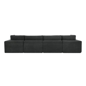 English Elm Coffee Bean Textured Modular Sectional Low Profile Lounge Sofa with Toss Pillows Dark Gray B2748S00078