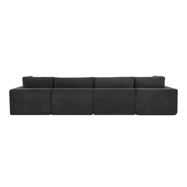 English Elm Coffee Bean Textured Modular Sectional Low Profile Lounge Sofa with Toss Pillows Dark Gray B2748S00078