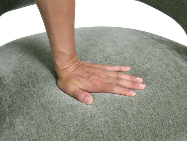 English Elm Contemporary Sculpted Barrel-Back Arm Chair with Smooth Casters, Neutral Textured Upholstery, Stylish Accent Seating Green 27 L x 26 W x 33 H B2741P400837