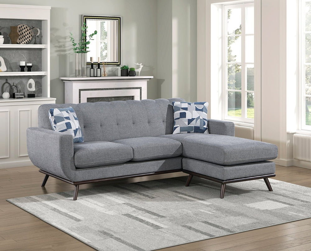 English Elm Solid Wood Leg Chenille Sectional Sofa with Reversible Chaise Mid-century Living Room B011P256666