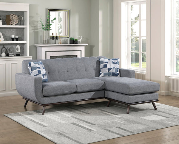 English Elm Solid Wood Leg Chenille Sectional Sofa with Reversible Chaise Mid-century Living Room B011P256666