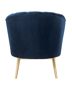 English Elm Colla Velvet High-Back Accent Chair in Midnight Blue with Tufted Bucket Seat and Gold Metal Legs B2726P277895