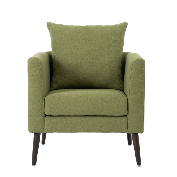 English Elm Modern Fabric Accent Chair - Ergonomic Chenille Armchair with Pillow, Wood Legs, Plush Seat for Living Room Bedroom Reception (Olive) W1028P188577