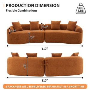 English Elm Compression Compression Sponge Sofa Curved Modular Sectional with 30D High-Density Chenille Sleeper for Cozy Apartment Living Room Comfort and Safe Rounded Design Orange W2231S00015