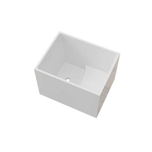 English Elm 35" Freestanding Acrylic Soaking Tub Rectangular Spa Design with Ergonomic Seat Glossy White T3785P380646