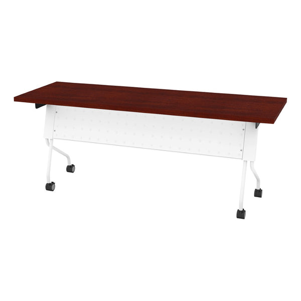 OSP Home Furnishings 6' Flip Top Nesting Training Table with Locking Casters for Office or Classroom Cherry 84226WC