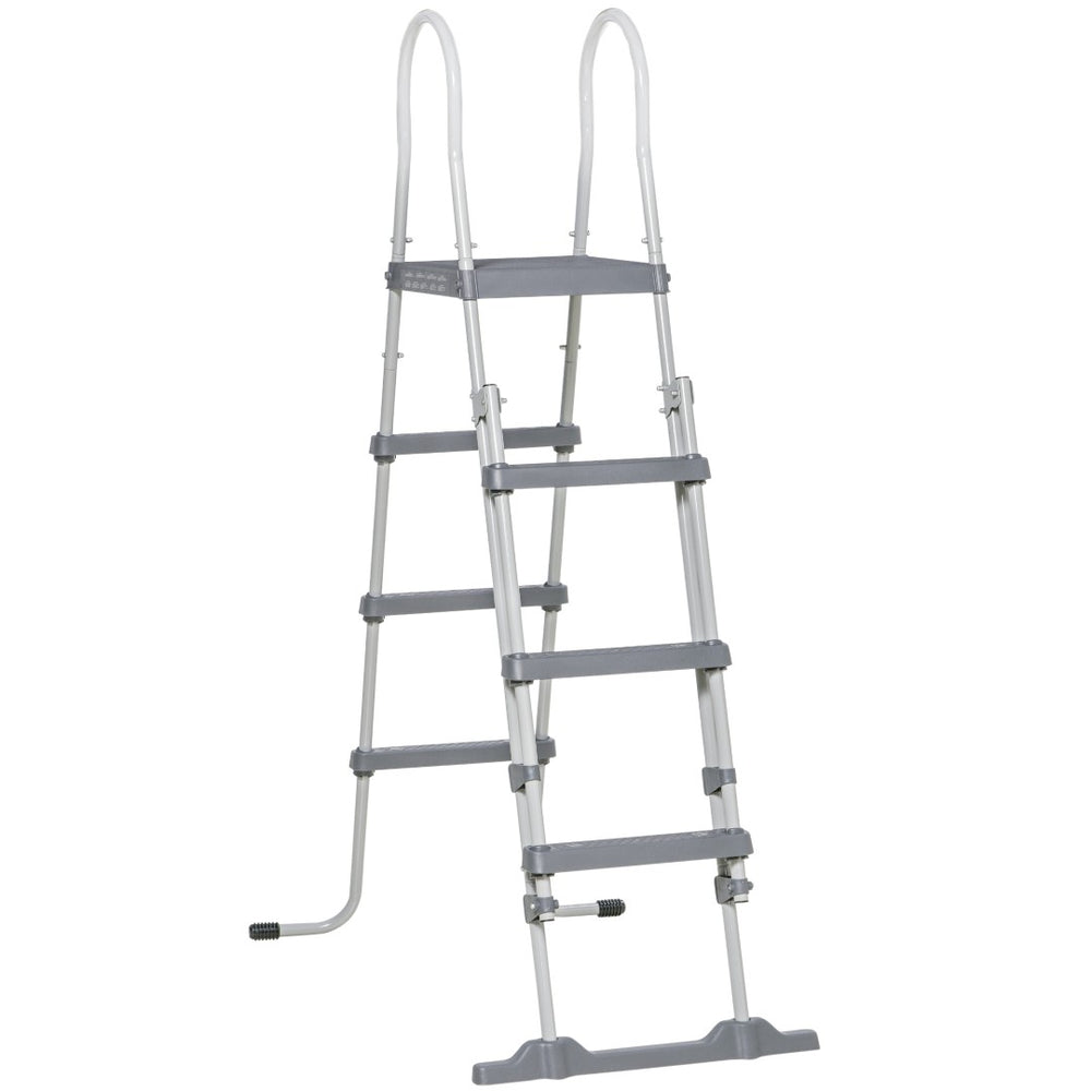 English Elm Outsunny A-frame Above Ground Pool Ladder with Platform Galvanized Steel 48 Inch W2225P200795