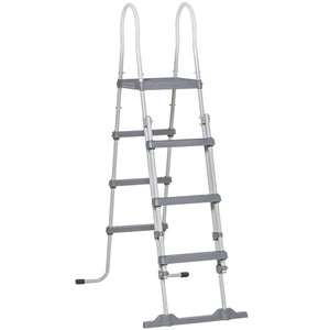 English Elm Outsunny A-frame Above Ground Pool Ladder with Platform Galvanized Steel 48 Inch W2225P200795