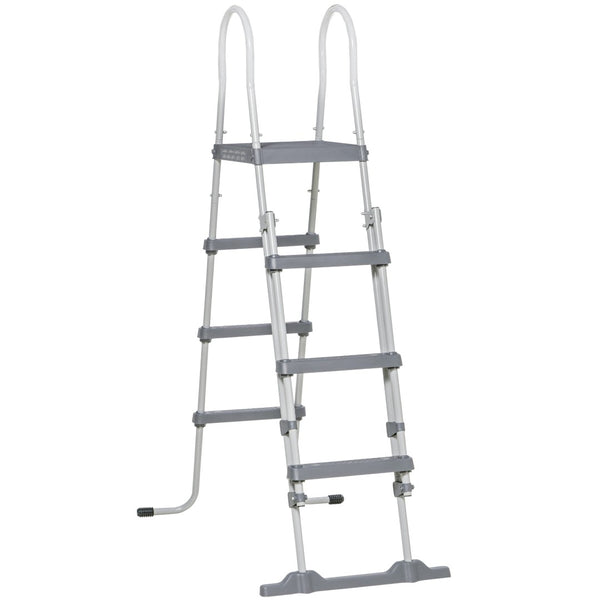 English Elm Outsunny A-frame Above Ground Pool Ladder with Platform Galvanized Steel 48 Inch W2225P200795