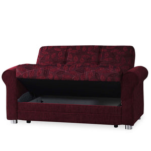 English Elm PrimeNest Grandera Collection Upholstered Convertible Loveseat with Storage, Chenille Sleeper for Small Spaces Burgundy B030P281709