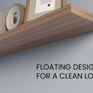 English Elm Greer Floating Shelf Melamine Set of 2 — Modern Minimalist Wall-Mounted Shelves for Home Office Light Brown 47.2 L x 10.2 W x 3.5 H B128P375282