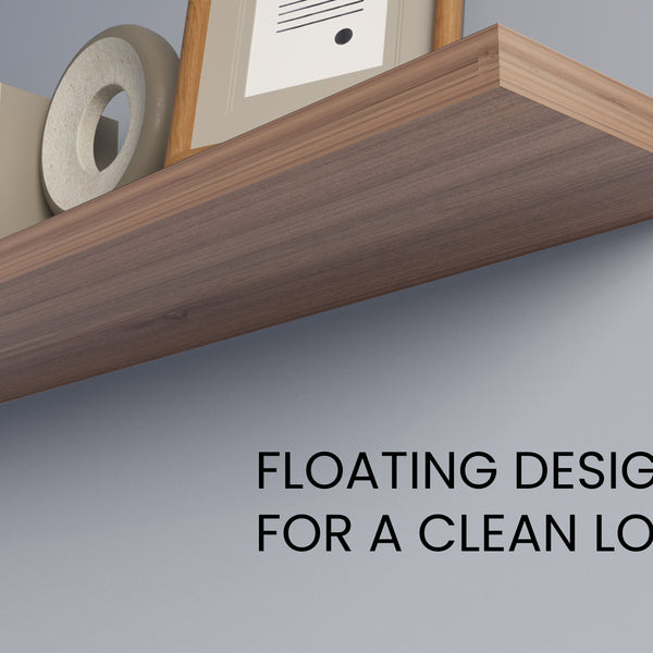 English Elm Greer Floating Shelf Melamine Set of 2 — Modern Minimalist Wall-Mounted Shelves for Home Office Light Brown 47.2 L x 10.2 W x 3.5 H B128P375282