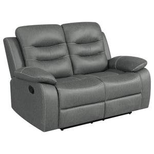 English Elm Kenneth Dark Grey Reclining Loveseat with Tufted Upholstery, Pillowtop Arms & Contrast Stitching B062P353278