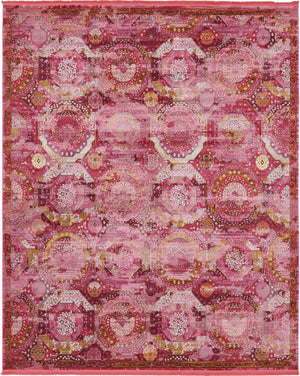 Unique Loom Baracoa Coppelia Machine Made Geometric Rug Pink, Ivory/Olive/Orange/Purple/Pink/Red 8' 4" x 10' 0"