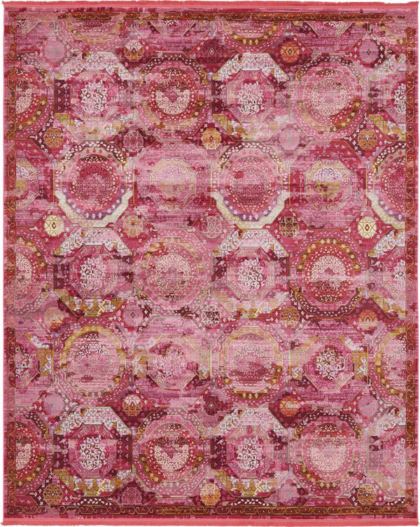 Unique Loom Baracoa Coppelia Machine Made Geometric Rug Pink, Ivory/Olive/Orange/Purple/Pink/Red 8' 4" x 10' 0"
