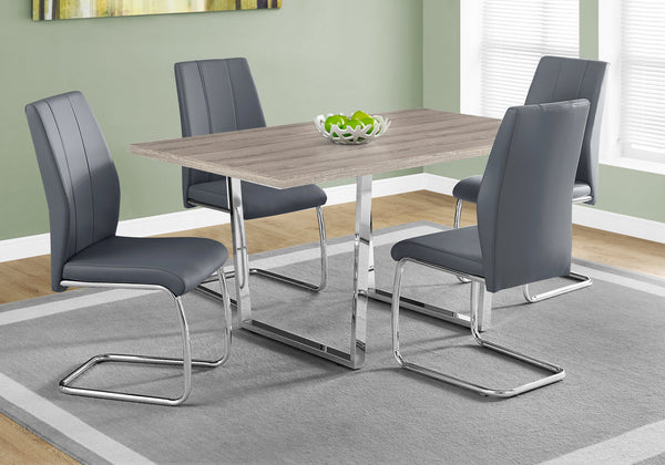 English Elm Dining Table, 60" Rectangular Taupe Laminate With Chrome Legs – Modern Versatile Centerpiece For Any Space B2710P286991