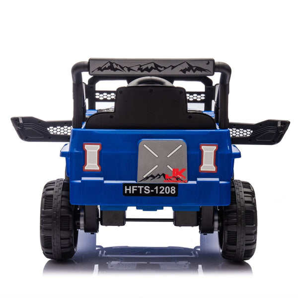 English Elm 12v Kids Electric Ride on Truck with Parental Remote Four Wheel Suspension and Led Lights Blue W1578P187460
