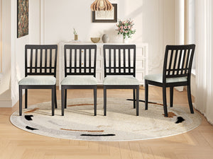 English Elm 2-piece Scandinavian Rubberwood Dining Chair Set with Curved Backrest and Padded Fabric Seat Black N752P405934B