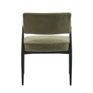 English Elm Christopher Knight Home® - Nora Mid-Century Dining Arm Chair with Foam-Padded High Back, Textured Fabric & Sturdy Metal Legs Black,Olive Green 30.7 L x 25.2 W x 19.7 H N776P272040G