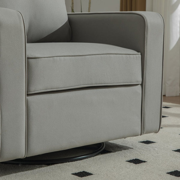 English Elm 33.6''w Swivel Club Chair Tech Cloth Upholstery Hidden Storage Square Accent Seat Gray W3098S00047