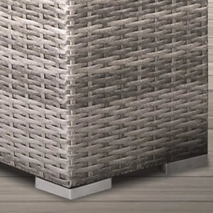 English Elm Fully Assembled Outdoor Side Table - Brown Wicker, Weather-Resistant Teak/HDPE Frame, UV-Stable Top, Compact Elegance B120P205016