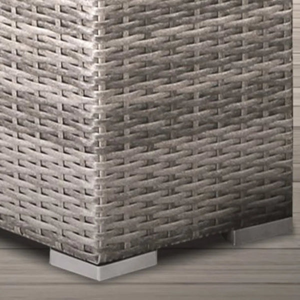 English Elm Fully Assembled Outdoor Side Table - Brown Wicker, Weather-Resistant Teak/HDPE Frame, UV-Stable Top, Compact Elegance B120P205016