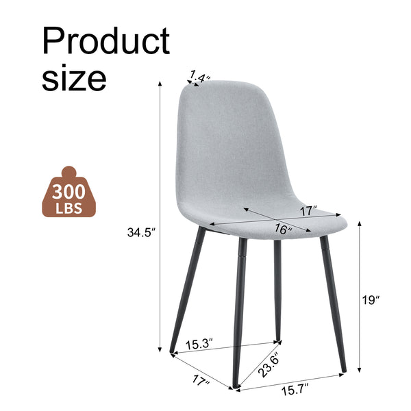 English Elm Comfortable Linen-Cotton Dining Chair Set - 6 Elegant Pieces In Light Gray For Modern Spaces W1151P228096