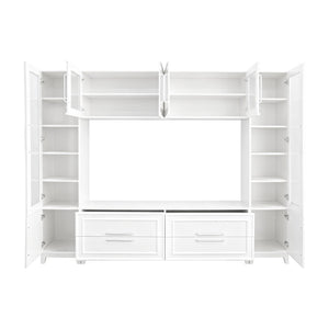 English Elm Vibe Haus Fluted Glass Wall Unit Tall Mdf Entertainment Console for Living Room N893S000011K