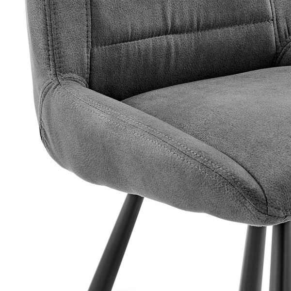 English Elm Tavelle Faux Leather 30" Bar Stool with Brushed Stainless Frame — Modern, Durable, Easy Assembly Charcoal B2736P268582