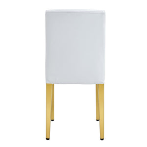 English Elm Set of 4 White Pu Leather Dining Chairs with Black Steel Legs for Modern Interiors W1151P269053