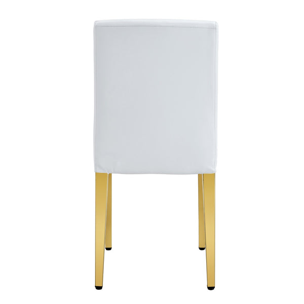 English Elm Set of 4 White Pu Leather Dining Chairs with Black Steel Legs for Modern Interiors W1151P269053