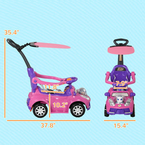 English Elm Qaba 3 in 1 Toddler Ride on Push Car with Canopy Robot Theme and Music Pink W2225P229329