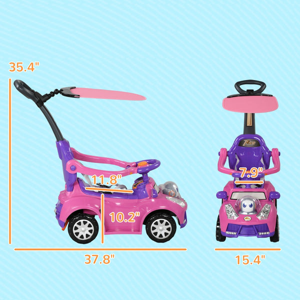 English Elm Qaba 3 in 1 Toddler Ride on Push Car with Canopy Robot Theme and Music Pink W2225P229329