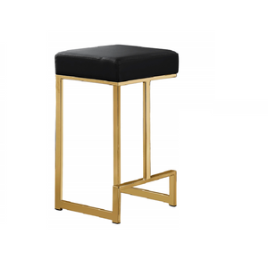 English Elm 25 in Backless Faux Leather Counter Stools with Brushed Gold Sled Base Set of 2 Gold+Black B011P497731
