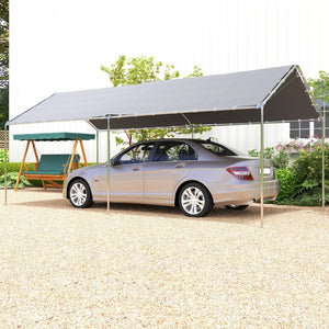 English Elm Outsunny 10x20 Foot Galvanized Steel Carport Outdoor Vehicle Canopy with Anchor Kit W2225P217044