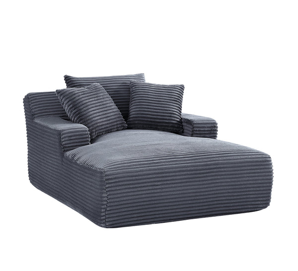 English Elm Cloudline Oversized Chaise Lounge Chair with Soft Corduroy Full Foam Cushioning, No Assembly Required Grey B2735P271453