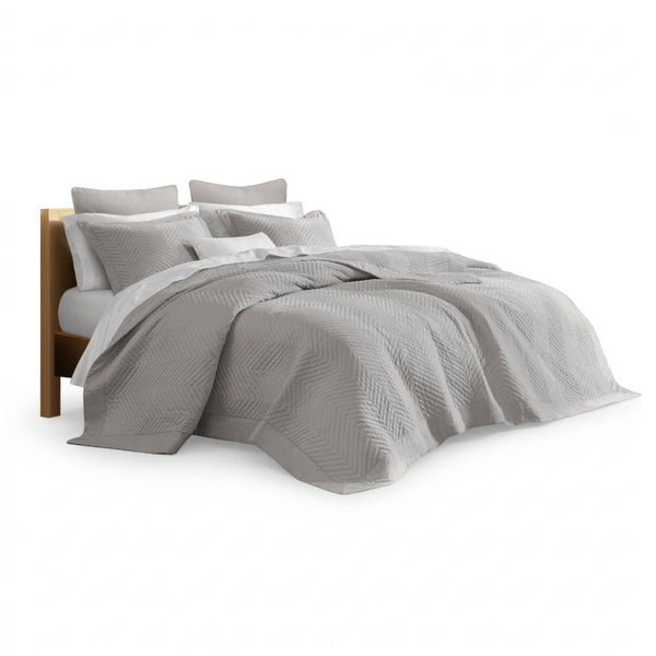 English Elm Full/queen Cotton Sateen Quilt Set Breathable Neutral Gray Bedroom Layering Essential B035P496600