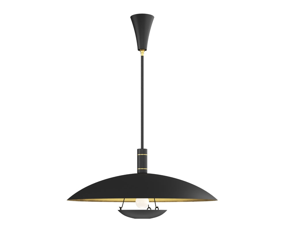 Sunpan WENDELL Pendant Light - Artisan-Crafted Industrial Dome Fixture for Warm Ambient Illumination 109752