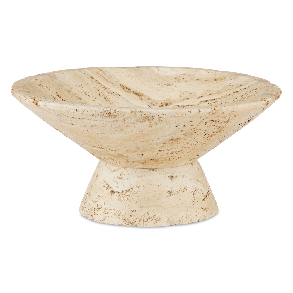 Lubo Travertine Bowl – Elegant Tan Centerpiece with Unique Swirling Design for Modern Decor