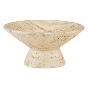 Lubo Travertine Bowl – Elegant Tan Centerpiece with Unique Swirling Design for Modern Decor